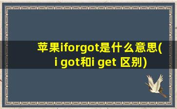 苹果iforgot是什么意思(i got和i get 区别)